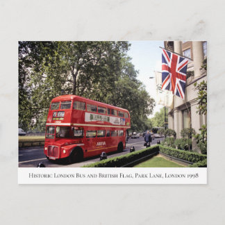 Cartão Postal Historic London Bus, British Flag, 1998