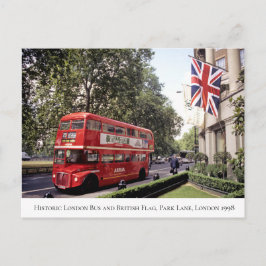 Cartão Postal Historic London Bus, British Flag, 1998