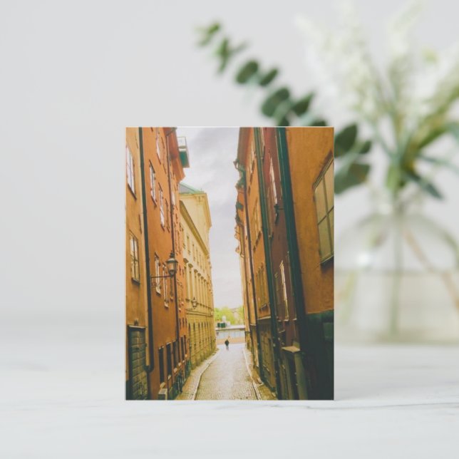 Cartão Postal Historic old town, Gamla Stan, Stockholm, Sweden (Em pé/Frente)