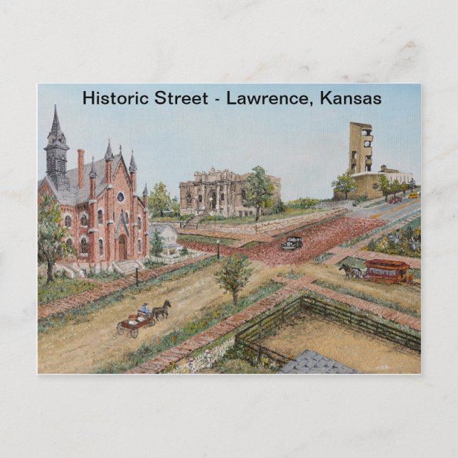 Cartão postal - Historic Street: Lawrence, Kansas (Frente)