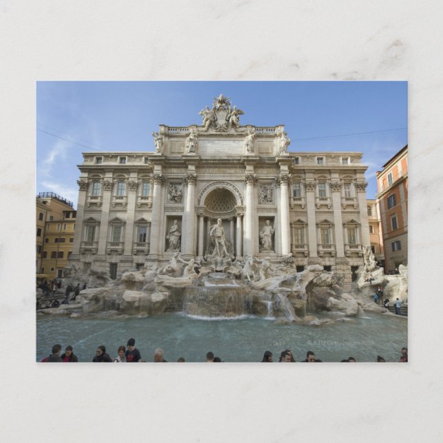 Cartão Postal Historic Trevi Fountain em Roma, Itália (Frente)
