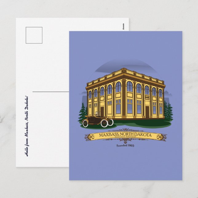 Cartão postal histórico da Praça da Cidade Maxbass (Frente/Verso)