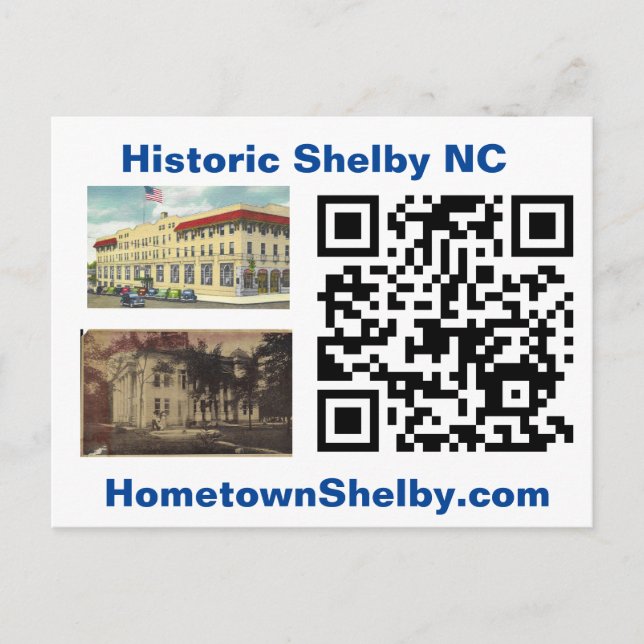 Cartão postal histórico de Shelby NC (Frente)