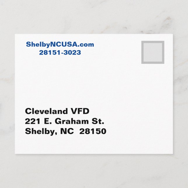 Cartão Postal Histórico de Shelby NC (Verso)