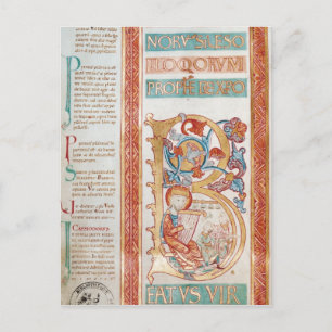 Cartão Postal Historiou o "B" inicial que retratava o Rei David