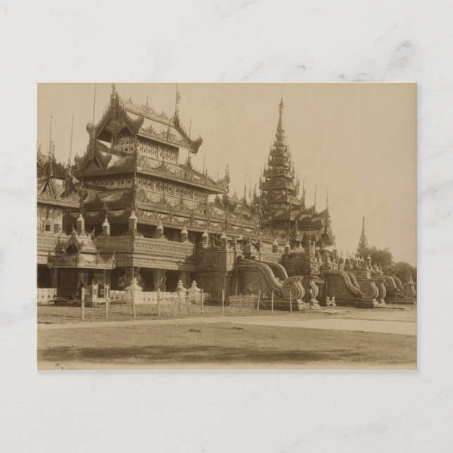 Cartão Postal Hman Kyaung ou o mosteiro de vidro, Birmânia (Frente)