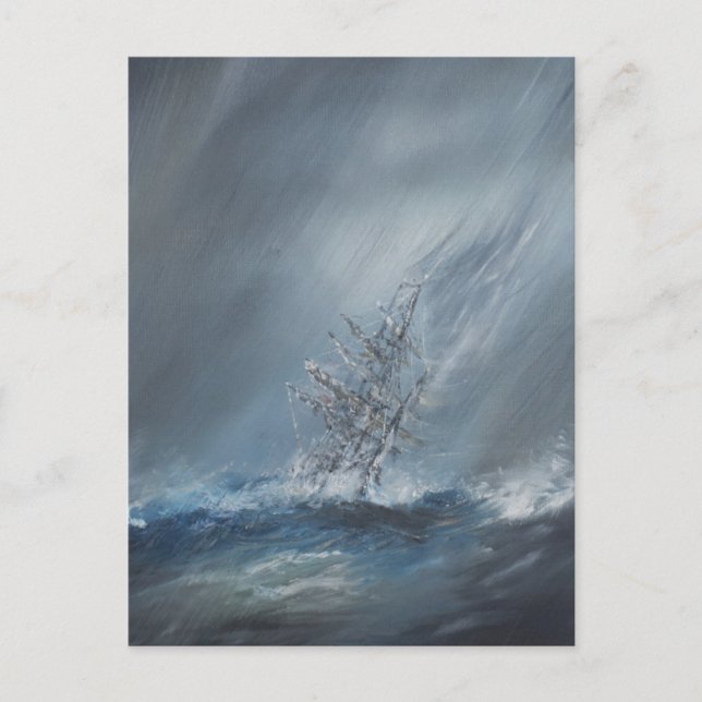 Cartão Postal HMS Beagle na tempestade ao largo do Cabo Horn 24  (Frente)
