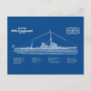 Cartão Postal HMS Dreadnled - Entregar ABD de Blueprint