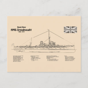 Cartão Postal HMS Dreadnled - Enviar Esquema SD