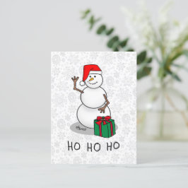 Cartão Postal Ho Ho Feliz Papais noeis de Natal Bonito Snowman