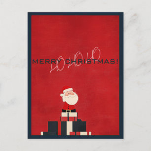 Cartão Postal HO HO HO Vermelho Feliz Natal