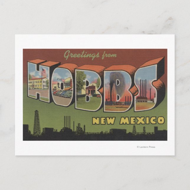 Cartão Postal Hobbs, Novo México - Cenas de Letras Maiúsculas (Frente)