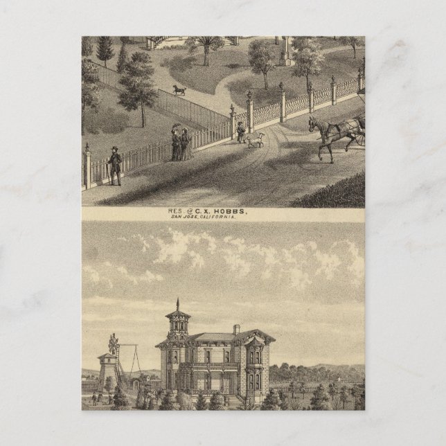 Cartão Postal Hobbs, residências Bradley (Frente)