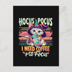 Cartão Postal Hocus Focus - Preciso de café para me concentrar