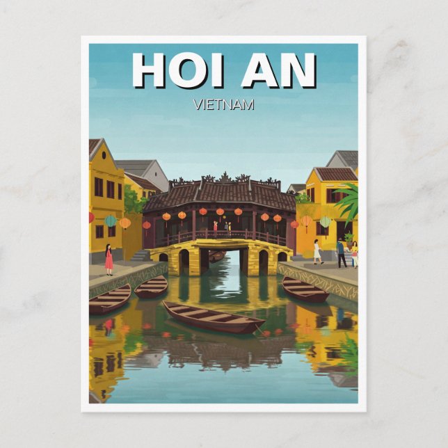 Cartão Postal Hoi An Vietnam Japonês CoverBridge Viagem (Frente)