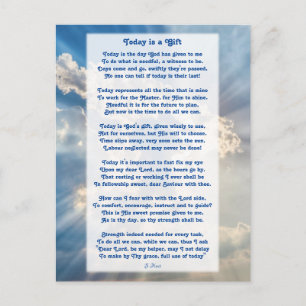 Cartão Postal "Hoje é um presente" Poema Cristão Motivacional