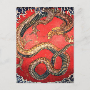 Cartão Postal Hokusai Dragon Japonês Katsushika Hokusai
