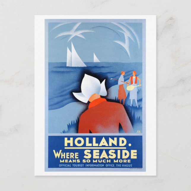 Cartão Postal Holanda - Poster de Viagens vintage Restaurada (Frente)