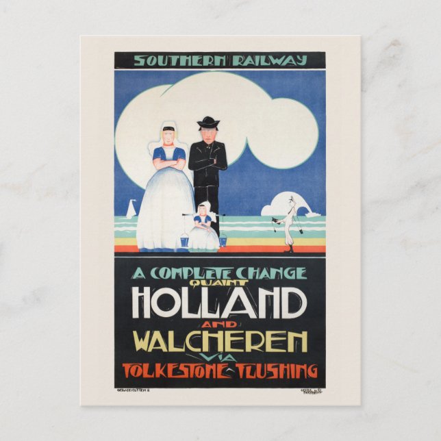Cartão Postal Holanda, Poster vintage 1924 (Frente)