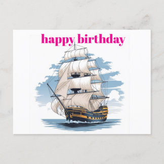 Cartão Postal Holey Ship Boat Birthday Card, Aniversário Náutico