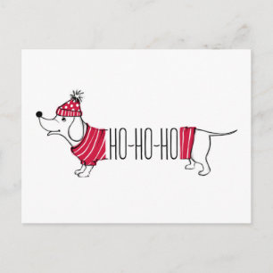 Cartão Postal Holiday Dachsund   Ho-Ho