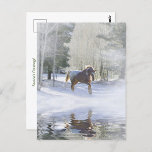 Cartão Postal Holiday Seasons saúda Cavalo na neve
