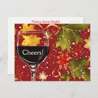 Cartão Postal Holiday Wine Cheers Christmas