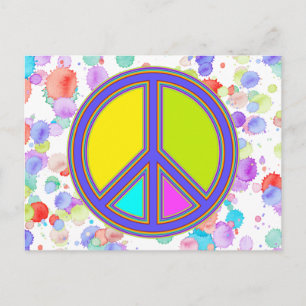 Cartão Postal holiES - sinal colorido PEACE + suas ideias