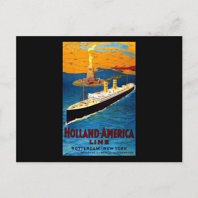 Cartão Postal Holland America Line Roterdão Nova Iorque (Frente)