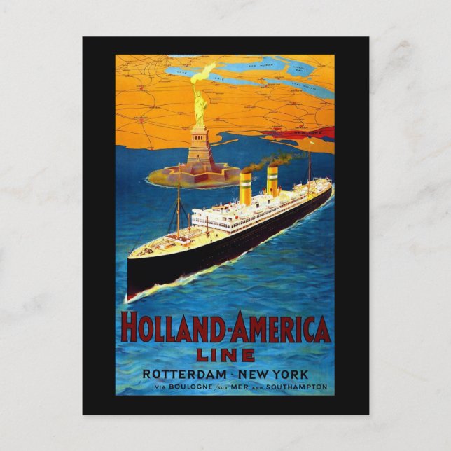 Cartão Postal Holland America Line Roterdão Nova Iorque (Frente)