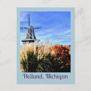 CARTÃO POSTAL HOLLAND, MICHIIGAN WINDMILL ORNAMENTAL GRAMA, FLUX