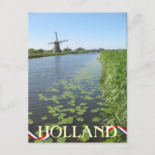 Cartão Postal Holland Windmill ao longo do Canal Postcard