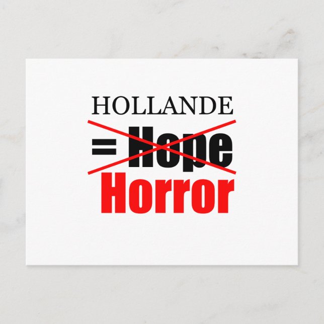 Cartão Postal Hollande Not Hope = Horror!!!!!!!!!!!!!!! (Frente)