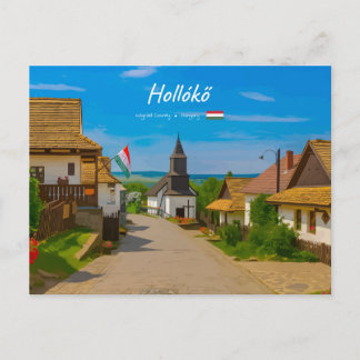 Cartão Postal Hollókő, Hungria - Rua da Aldeia Histórica
