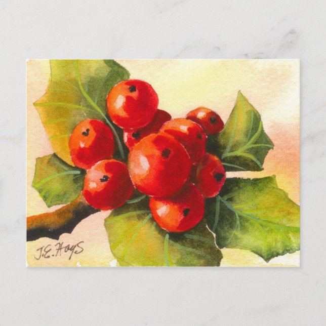 Cartão Postal Holly Berries (Frente)