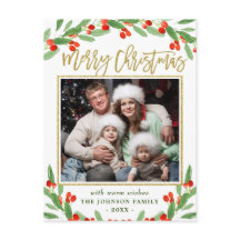 Holly Berry Branch FOTO Saudação de Natal