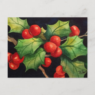Cartão Postal Holly Berry Night