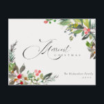 Cartão Postal Holly Berry Pine Red Green - O Natal mais feliz<br><div class="desc">Se precisar de mais alguma personalização,  por favor,  sinta-se à vontade para me enviar uma mensagem em yellowfebstudio@gmail.com.</div>