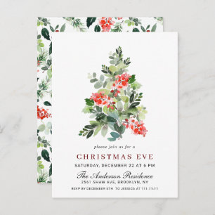 Cartão Postal Holly Berry Tree Christmas Eve Cards