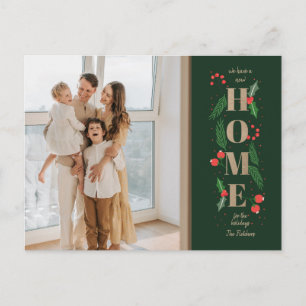 Cartão Postal Holly de Natal Nós Mudamos a Foto de Férias