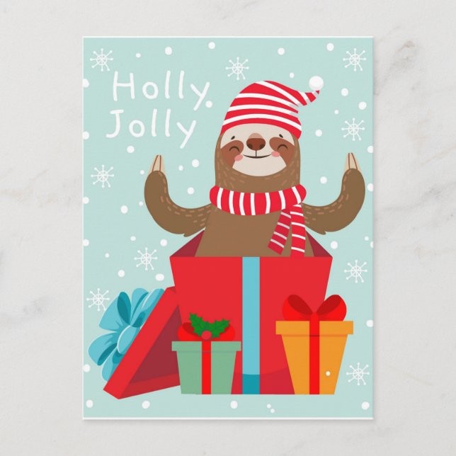 Cartão Postal Holly Jolly Sloth (Frente)