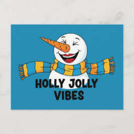 Cartão Postal Holly Jolly Vibes Boneco de Neve