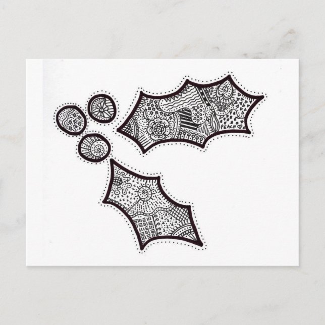 Cartão Postal Holly Postcard em Preto e Branco (Frente)