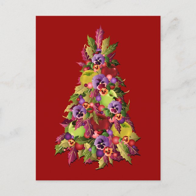 Cartão Postal Holly Tree com Maçãs e Panteras (Frente)