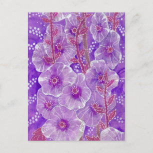 Cartão Postal Hollyhock Mallow Malva Purpe Floral Violeta