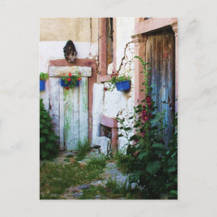 Cartão Postal Hollyhocks e Flores do Jardim Inglês