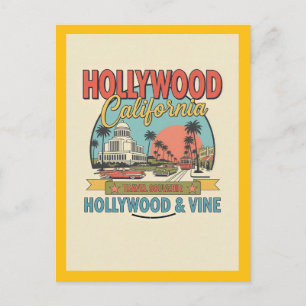 Cartão Postal Hollywood, CA – Hollywood e Vine Retro