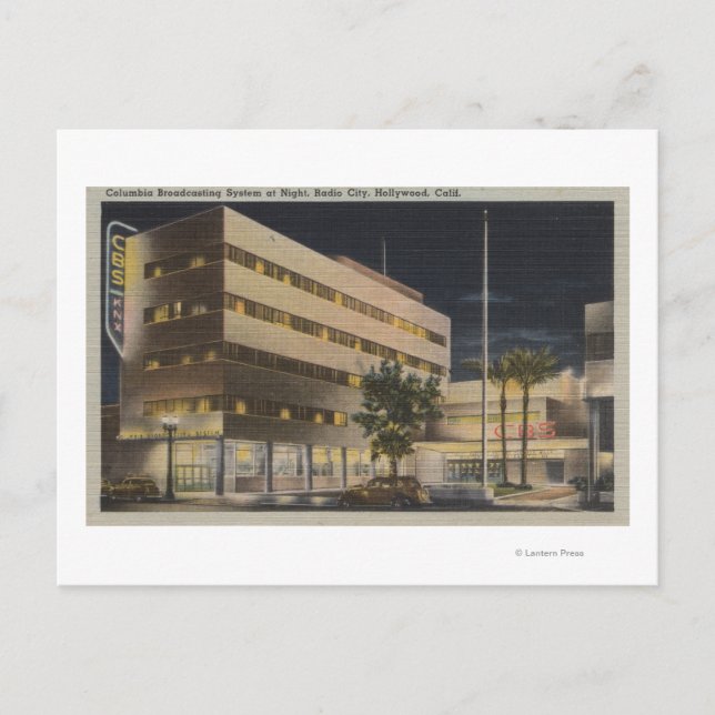 Cartão Postal Hollywood, CA - Sistema de Radiodifusão Colúmbia (Frente)