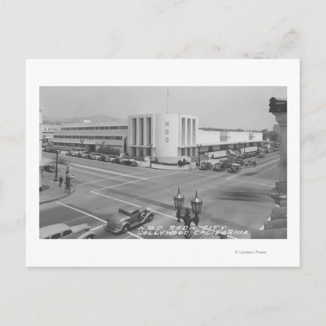 Cartão Postal Hollywood, CA View of Radio City e NBC Studios (Frente)