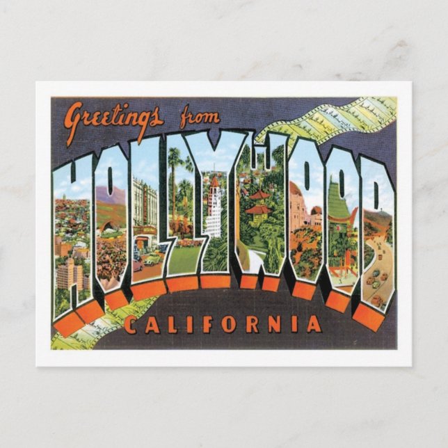 Cartão Postal Hollywood California Viagem EUA (Frente)